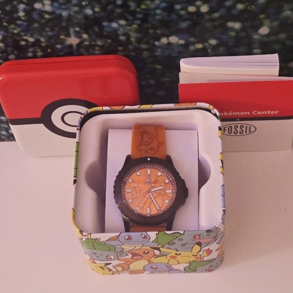 Pokémon Center × Fossil: Charmander Orange Watch - New In Box